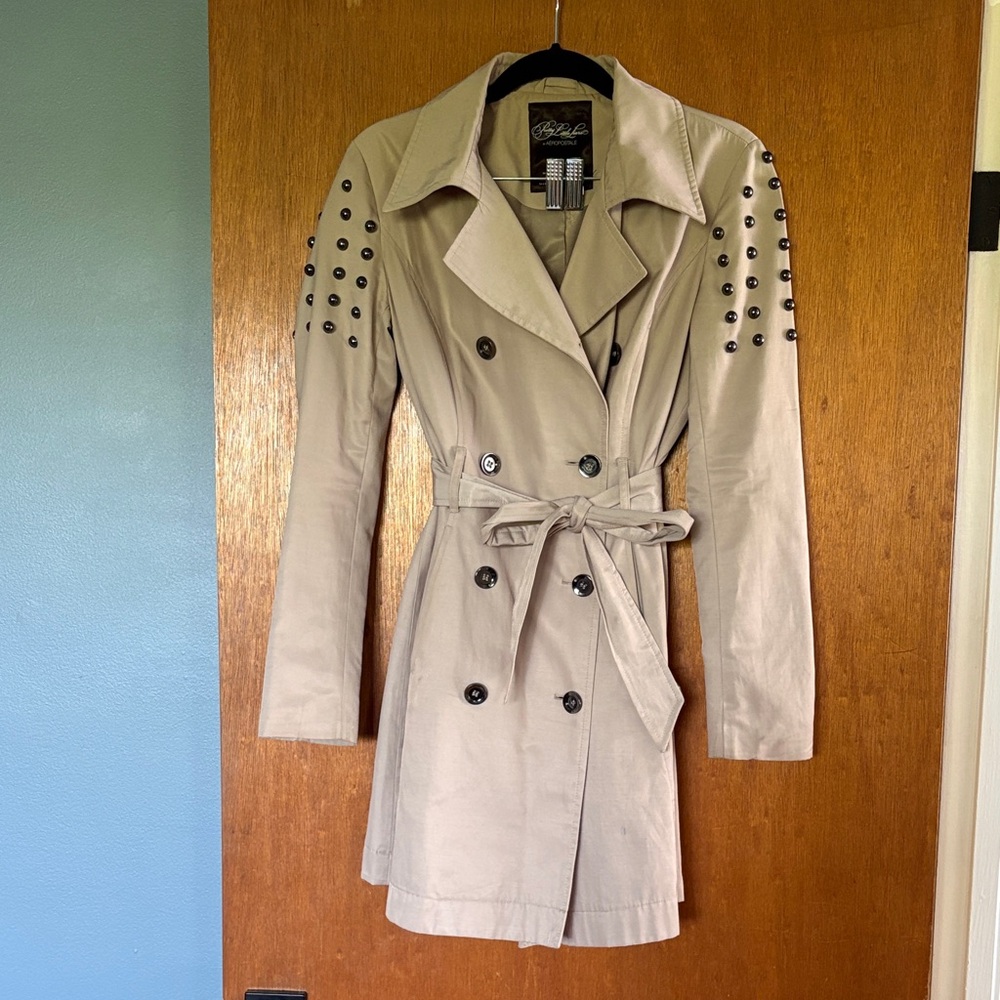 Tan Trench Coat with metal accents